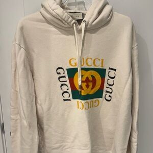 Gucci Men's Cream Hoodie with Iconic Logo - XXL